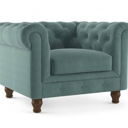 WellFin Fabric Single Seaters Sofa Chair (Dusty Turquoise Velvet)