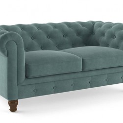 WellFin Fabric 2 Seaters Sofa (Dusty Turquoise Velvet)