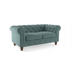 WellFin Fabric 2 Seaters Sofa (Dusty Turquoise Velvet)