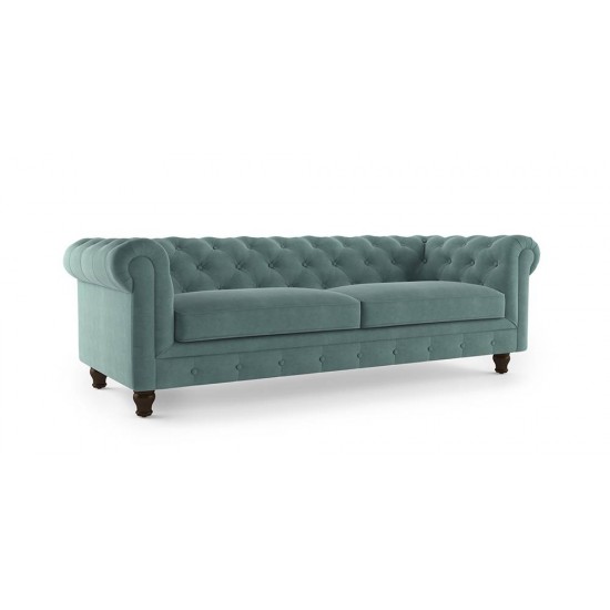 WellFin Fabric 3 Seaters Sofa (Dusty Turquoise Velvet)