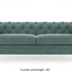 WellFin Fabric 3 Seaters Sofa (Dusty Turquoise Velvet)