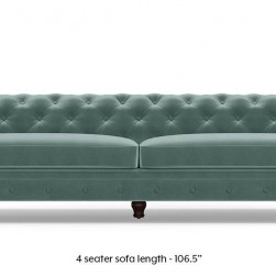 WellFin Fabric 4 Seaters Sofa (Dusty Turquoise Velvet)