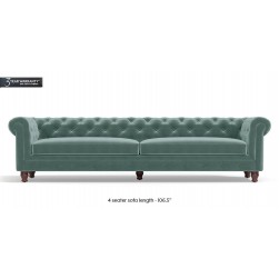 WellFin Fabric 4 Seaters Sofa (Dusty Turquoise Velvet)