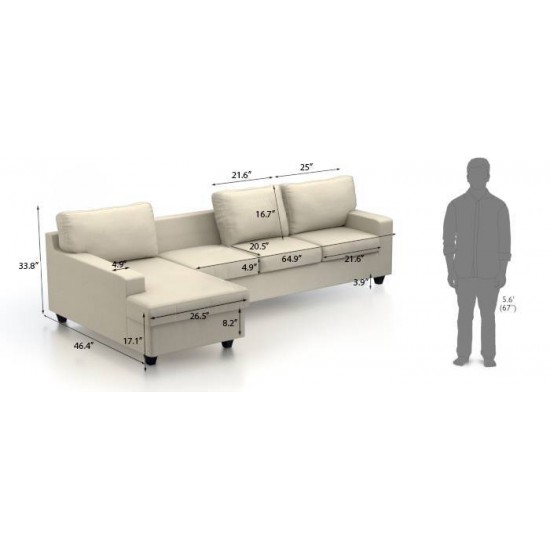 WellFin Sectional Sofa (Fossil Brown)