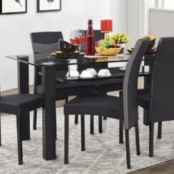 Wellfin 302 Glass top dining set
