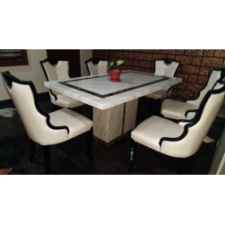 Marble Dining Table 6 Seater  ( Single Leg )