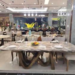 Marble Dining Table 8 Seater  ( WOODEN LEGS )