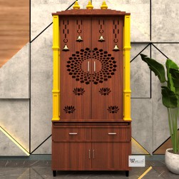 DOUBLE DOOR ENGINEERING WOOD POOJA MANDIR STAND - 13