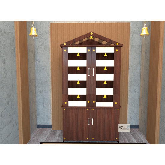 DOUBLE DOOR ENGINEERING WOOD POOJA MANDIR STAND - 09