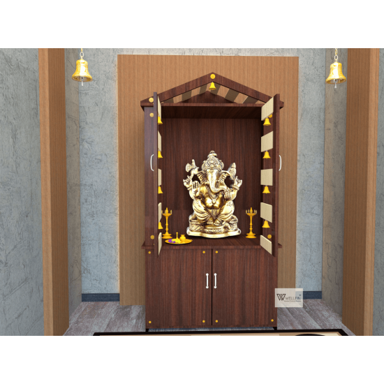 DOUBLE DOOR ENGINEERING WOOD POOJA MANDIR STAND - 09