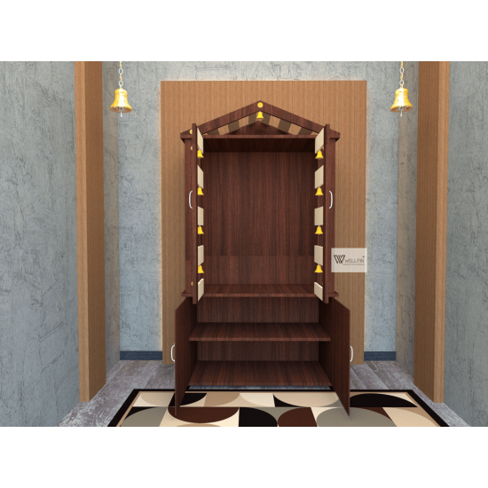 DOUBLE DOOR ENGINEERING WOOD POOJA MANDIR STAND - 09