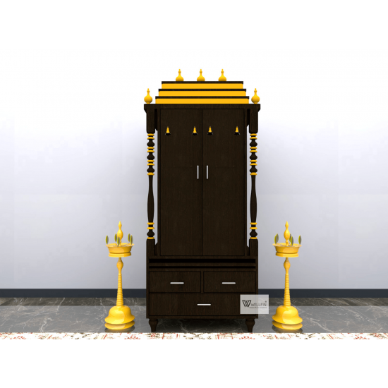 DOUBLE DOOR ENGINEERING WOOD POOJA MANDIR STAND - 10