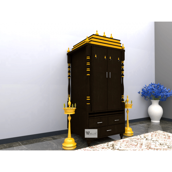DOUBLE DOOR ENGINEERING WOOD POOJA MANDIR STAND - 10