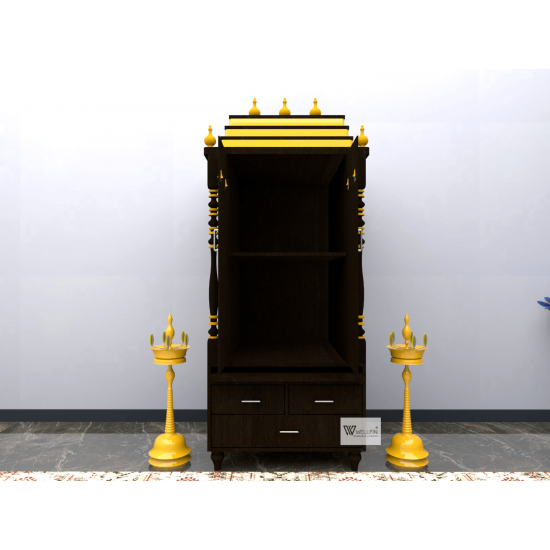 DOUBLE DOOR ENGINEERING WOOD POOJA MANDIR STAND - 10