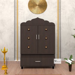 DOUBLE DOOR ENGINEERING WOOD POOJA MANDIR STAND - 12