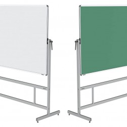 WellFin Revolving & Portable Whiteboard Stand for Office & School with 4x6 Feet Double-Sided Prima Magnetic Writing Board (White + Chalk), Duster, Markers and Magnets